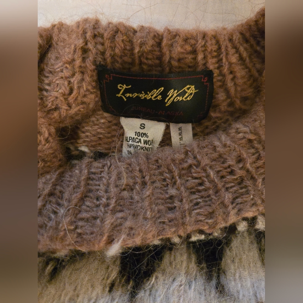 Invisible World 100% Alpaca Wool Sweater - Hand Knit from Bolivia - Size S - Picture 3 of 8